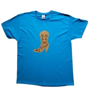 WESTERN BOOT T-SHIRT NWOT HAND CRAFTED